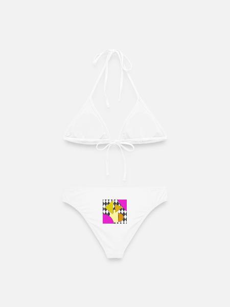 Geometrische Abstraktion Neon Pink - Frauen Bikini - Weiß