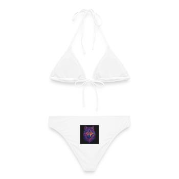 Neon Wolf Kopf Kunst - Frauen Bikini - Weiß - Hinten - AI Model Female 172 dark (172cm)