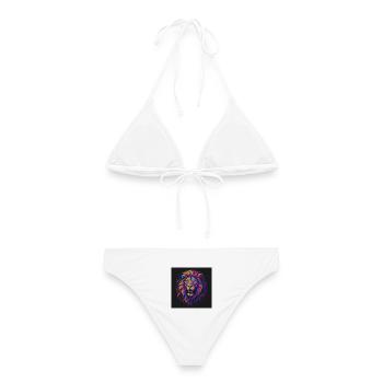 Neonfarben Löwenkopf Kunstwerk - Frauen Bikini - Weiß - Hinten - AI Model Female 172 dark (172cm)