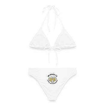 Déploiement de l’underhopping – Le dicton de la bière de table des habitués - Bikini femme - blanc - Dos - AI Model Female 172 dark (172cm)