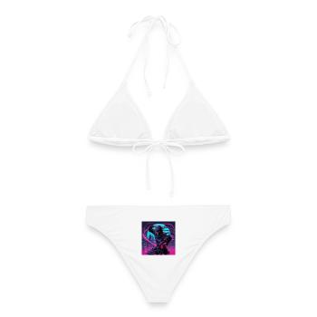 Ninja Neon: Urbaner Energiesturm - Frauen Bikini - Weiß - Hinten - AI Model Female 172 dark (172cm)