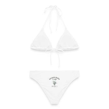Lecker Wein Club Weinliebhaber Design Geschenk - Frauen Bikini - Weiß - Hinten - AI Model Female 172 dark (172cm)