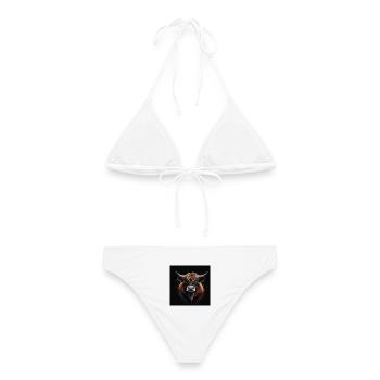 Highland Cattle - Frauen Bikini - Weiß - Hinten - AI Model Female 172 dark (172cm)