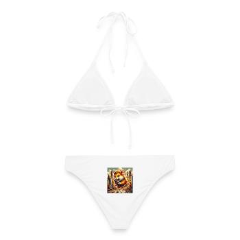 Horror Meerschwein - Frauen Bikini - Weiß - Hinten - AI Model Female 172 dark (172cm)