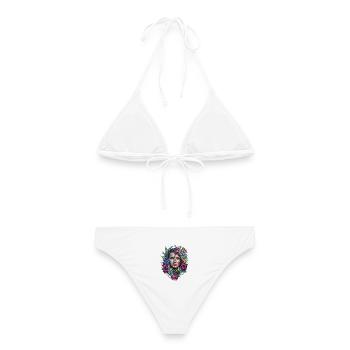 Gesicht der Vielfalt Blumen - Frauen Bikini - Weiß - Hinten - AI Model Female 172 dark (172cm)