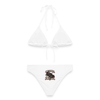 Einmal Biker, immer Biker – Skelett-Sarg - Frauen Bikini - Weiß - Hinten - AI Model Female 172 dark (172cm)