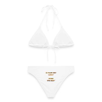 Wir fragen nicht Warum, sondern Noch Einen - Frauen Bikini - Weiß - Hinten - AI Model Female 172 dark (172cm)