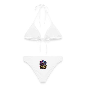 Neonwolf auf der Suche Oben - Frauen Bikini - Weiß - Hinten - AI Model Female 172 dark (172cm)