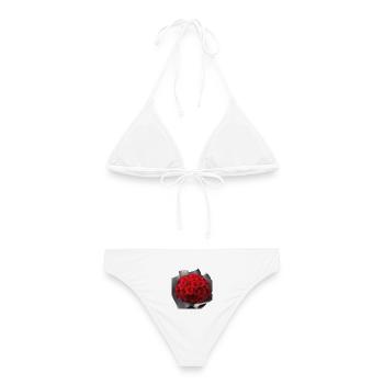 Scharlachroter Rosenstrauß - Frauen Bikini - Weiß - Hinten - AI Model Female 172 dark (172cm)