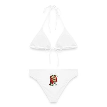 Karmesinroter Rosenschädel - Frauen Bikini - Weiß - Hinten - AI Model Female 172 dark (172cm)