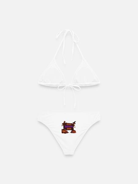 Halloween 2026 Skelett-Schild Leuchten - Frauen Bikini - Weiß