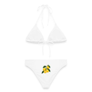 Zitruszweig Gelbe Lemons Motiv - Frauen Bikini - Weiß - Hinten - AI Model Female 172 dark (172cm)