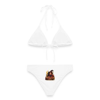 Niedliche Hexe mit schwarzer Katze - Frauen Bikini - Weiß - Hinten - AI Model Female 172 dark (172cm)