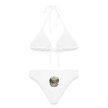 Pack Light Live Big | Hiking Design - Frauen Bikini - Weiß - Hinten - AI Model Female 172 dark (172cm)
