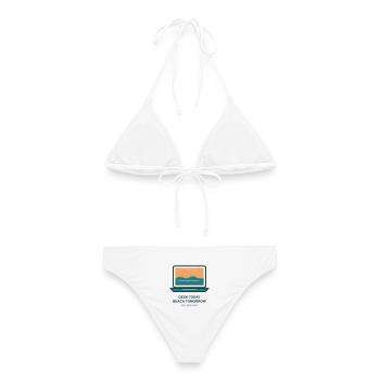 Schreibtisch Heute Strand Morgen - Frauen Bikini - Weiß - Hinten - AI Model Female 172 dark (172cm)