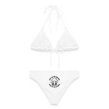 Les pieds sur terre – Conception la tête dans les nuages - Bikini femme - blanc - Dos - AI Model Female 172 dark (172cm)