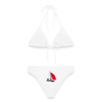29er Jugend Segelboot Segeljolle Regatta segeln - Frauen Bikini - Weiß - Hinten - AI Model Female 172 dark (172cm)