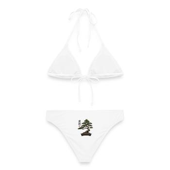 Zen Bonsai Baum - Frauen Bikini - Weiß - Hinten - AI Model Female 172 dark (172cm)