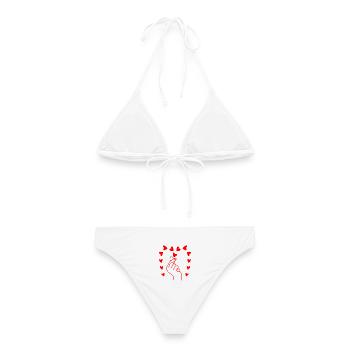 Finger Heart Love – Minimal Red Line Art Design - Frauen Bikini - Weiß - Hinten - AI Model Female 172 dark (172cm)
