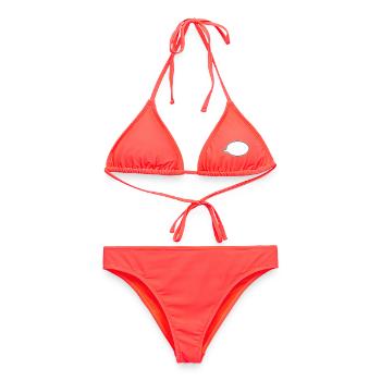 À droite bande dessinée à la bulle de dialogue - Bikini femme - corail - Devant - AI Model Female 172 dark (172cm)