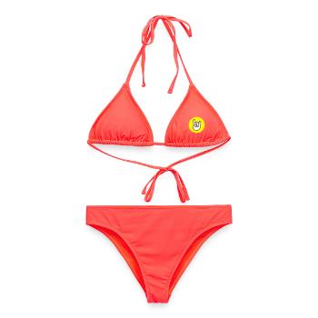 Pommes fourchette cercle jaune - Bikini femme - corail - Devant - AI Model Female 172 dark (172cm)