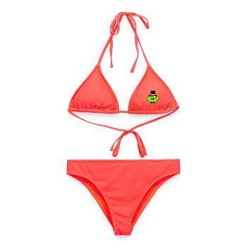 M. Grenouille Sir M. Rich Monocle Lunettes Chapeau haut de forme - Bikini femme - corail - Devant - AI Model Female 172 dark (172cm)