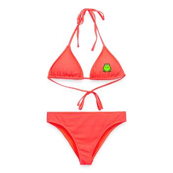 Grenouille Crapaud Sourire Drôle Bande dessinée Heureux Mignon - Bikini femme - corail - Devant - AI Model Female 172 dark (172cm)