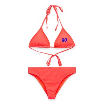 30. 30 YEARS. 30th ANNIVERSARY. 30 YEARS ANNIVERSARY. - Women's Bikini - coral - Front - AI Model Female 172 dark (172cm)