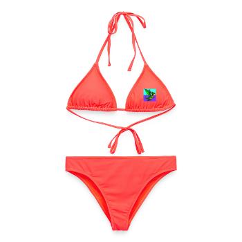 Drache - Frauen Bikini - Korallenrot - Vorne - AI Model Female 172 dark (172cm)