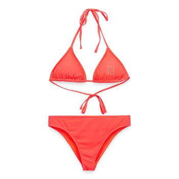 Florale Initial "I" Blumenmonogramm - Frauen Bikini - Korallenrot - Vorne - AI Model Female 172 dark (172cm)