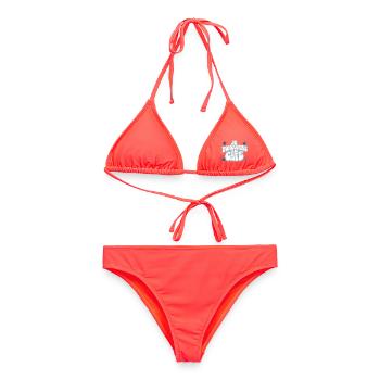 JE FONCTIONNE AU CAFÉ | Humour Matin Caféine - Bikini femme - corail - Devant - AI Model Female 172 dark (172cm)
