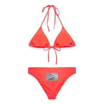 Fill is having a littl LUNCH break - Frauen Bikini - Korallenrot - Hinten - AI Model Female 172 dark (172cm)