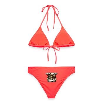 Hasse weniger. Trink mehr Kaffee - Frauen Bikini - Korallenrot - Hinten - AI Model Female 172 dark (172cm)