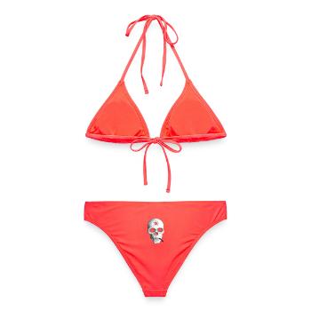Smoking Skull Bullet Hole Dark Art Design - Frauen Bikini - Korallenrot - Hinten - AI Model Female 172 dark (172cm)