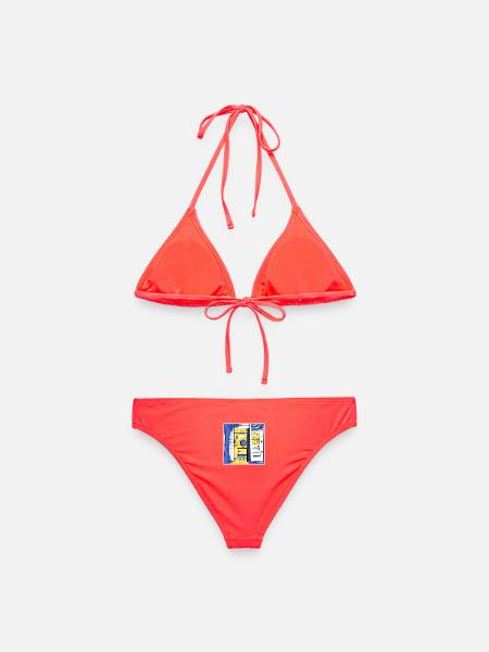 Japanischer städtischer Waschsalon nachts - Frauen Bikini - Korallenrot