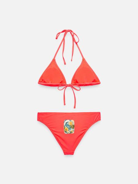 Sonne Meer Wellen Retro Strand Urlaub - Frauen Bikini - Korallenrot