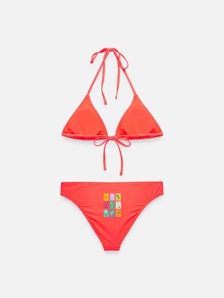 FlowerStamps - Frauen Bikini - Korallenrot