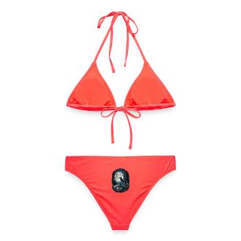 Mondlichtwolf: Wild & Frei im Wald - Frauen Bikini - Korallenrot - Hinten - AI Model Female 172 dark (172cm)