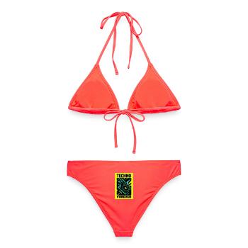 Techno Forever - Frauen Bikini - Korallenrot - Hinten - AI Model Female 172 dark (172cm)