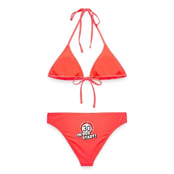 Tempo 30 in der Stadt - Frauen Bikini - Korallenrot - Hinten - AI Model Female 172 dark (172cm)