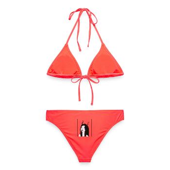 Démon à l’intérieur - Bikini femme - corail - Dos - AI Model Female 172 dark (172cm)