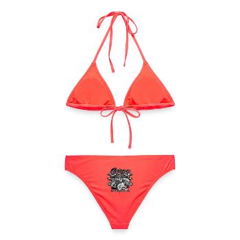 Hot rod Garage - Frauen Bikini - Korallenrot - Hinten - AI Model Female 172 dark (172cm)