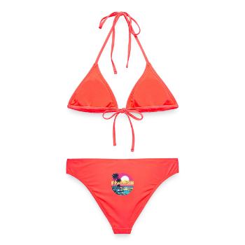 Coucher de soleil rétro sur la plage - Bikini femme - corail - Dos - AI Model Female 172 dark (172cm)