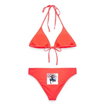 Style guerrier de la fleur de cerisier - Bikini femme - corail - Dos - AI Model Female 172 dark (172cm)