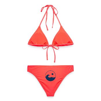 Circle Waves Sun Logo - Bikini femme - corail - Dos - AI Model Female 172 dark (172cm)