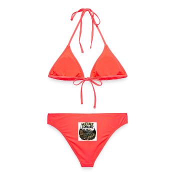 Meine Therapie: Bergbike Auszeit - Frauen Bikini - Korallenrot - Hinten - AI Model Female 172 dark (172cm)