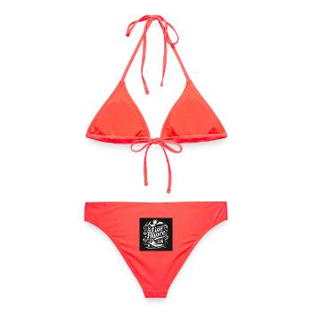 Line Dance Team - Frauen Bikini - Korallenrot - Hinten - AI Model Female 172 dark (172cm)