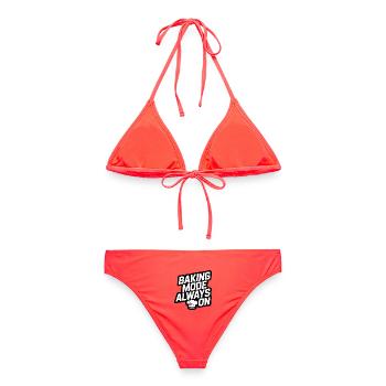 Backmodus immer an lustiger Back Spruch - Frauen Bikini - Korallenrot - Hinten - AI Model Female 172 dark (172cm)