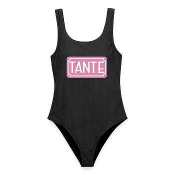 Geschenke für Tante - SCHILD - Frauen Badeanzug - Schwarz - Vorne - AI Model Female 172 light (172cm)