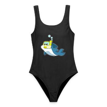 Delfin Taucher Schnorchel Tauchen - Frauen Badeanzug - Schwarz - Vorne - AI Model Female 172 light (172cm)